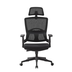 Scaun ergonomic de birou suport lombar integrat reglare inaltime tetiera reglabila pivotant mesh negru
