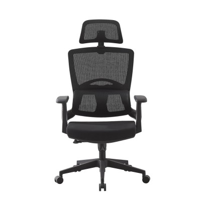 Scaun ergonomic de birou suport lombar integrat reglare inaltime tetiera reglabila pivotant mesh negru foto