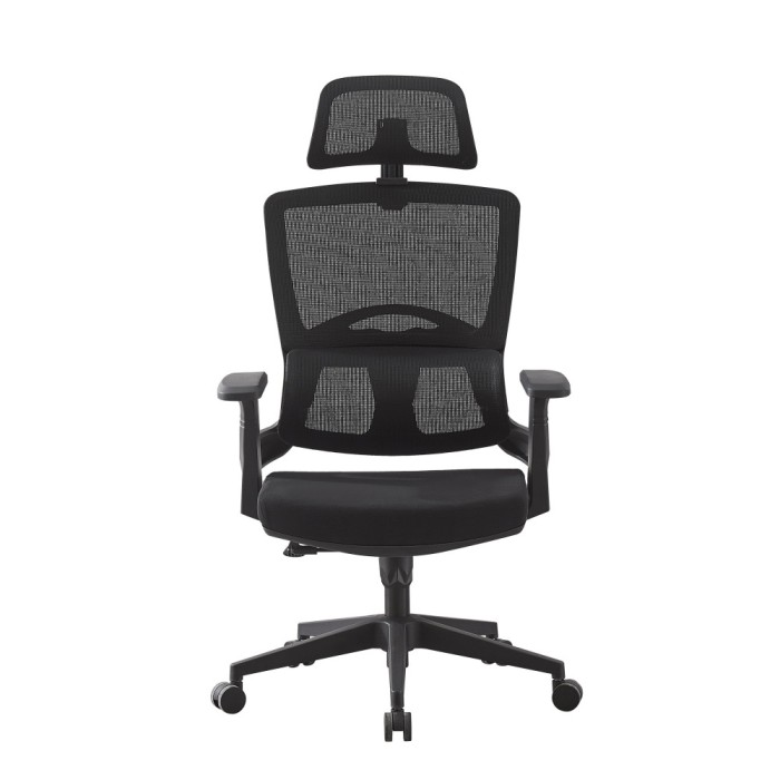 Scaun ergonomic de birou suport lombar integrat reglare inaltime tetiera reglabila pivotant mesh negru