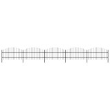 VidaXL Gard de grădină cu v&acirc;rf suliță, negru, (0,75-1) x 8,5 m, oțel