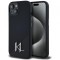 Husa MagSafe pentru Apple iPhone 15, Karl Lagerfeld, Silicone Shadow Metal Initial, Neagra