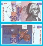 Bancnota Slovenia 50 Tolarjev 1992 UNC, Seria EN303723, Vega, P#13, Hartie, 132x66mm