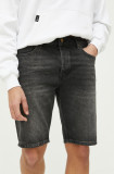 Cumpara ieftin Superdry pantaloni scurti jeans barbati, culoarea gri