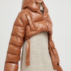 MMC STUDIO geaca de puf Maffo Gloss femei, culoarea maro, de iarna, oversize