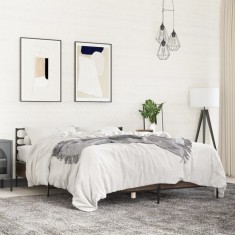 vidaXL Cadru de pat, stejar maro, 160x200 cm, lemn prelucrat și metal 3280056