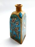 Cumpara ieftin ceramica antica Persana sec XVII - XIX QAJAR stil Iznik forma trunghiulara motive florale + pasari 20 cm Iran faianta glazurata policrom