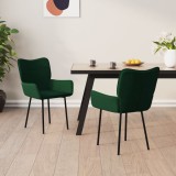 VidaXL Scaune de sufragerie, 2 buc., verde &icirc;nchis, catifea 344822