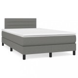 Gossi pat cu arcuri, saltea si led, gri inchis, 120x190 cm, textil