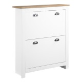 HOMCOM Dulap pentru Pantofi cu 2 Sertare pentru 12 Perechi de &Icirc;ncălțăminte, Dulap de Depozitare, 79x23x90,5 cm, Alb | Aosom Romania