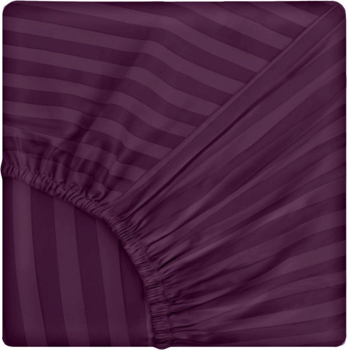Cearsaf de pat cu elastic din damasc, densitate 130 g/mp, Mov, 160/200cm