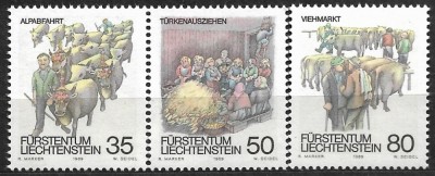 B0830 - Lichtenstein 1989 - Toamna 3v. neuzat,perfecta stare foto