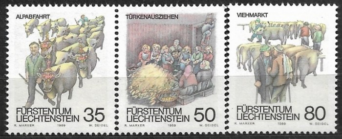 B0830 - Lichtenstein 1989 - Toamna 3v. neuzat,perfecta stare