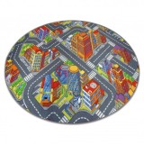 Covor copilăresc Strazi BIG CITY rotund gri, cerc 200 cm