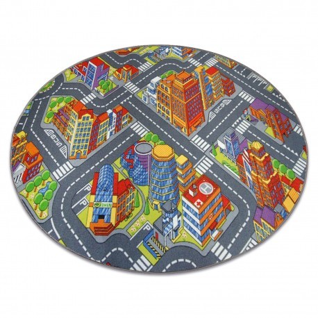 Covor copilăresc Strazi BIG CITY rotund gri, cerc 100 cm
