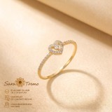 Inel Inima Stralucitoare , 5 mm, cu zirconia, placat cu aur 14K