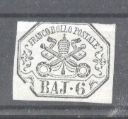 Italy Papal State 1852 Coat of arms 6 BAJ Mi.7a MLH AM.361