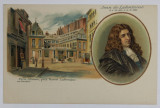 PARIS , CASA IN CARE S-A NASCUT JEAN DE LAFONTAINE SI PORTRETUL SAU IN MEDALION , CARTE POSTALA , CROMOLITOGRAFIE , CLASICA