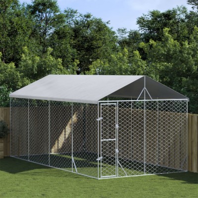 vidaXL Padoc de exterior cu acoperiș argintiu 3x6x2,5m oțel galvanizat foto