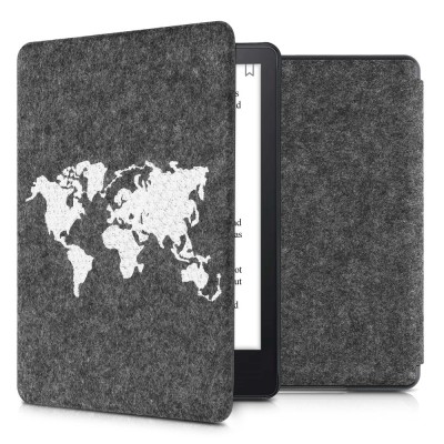 Husa pentru Amazon Kindle Paperwhite 11, Kwmobile, Gri/Alb, Textil, 56260.08 foto