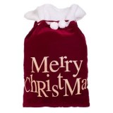 Sac de Craciun Bordo Catifelat cu Glitter Auriu si Mesaj, 50x75cm, CMCLASS