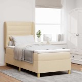 Cumpara ieftin Pat cu arcuri cu saltea cu headboard Crem 200 x 100 cm tesatura