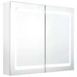 Cumpara ieftin Dulap cu oglinda pentru baie Alb Lucios 80 x 12 x 68 cm
