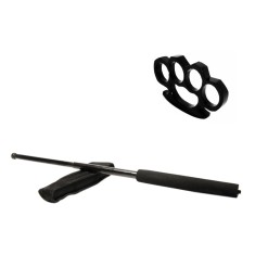 Set baston telescopic negru 50 cm + box negru 1 cm grosime