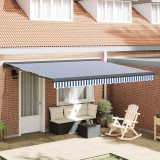 Cumpara ieftin Cortina Retractabilă Manual Albastru și alb 400 &times; 300 cm