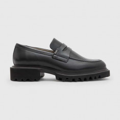 AllSaints mocasini de piele Lola Loafer femei, culoarea negru, cu platforma, WF774Z