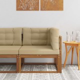 vidaXL Canapea colțar Lemn Solid de Acacia Natural și Bej 900545
