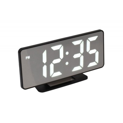 Ceas electronic cu afisaj digital cu LED alb elSales ELS-888, forma mini TV, cu alarma, negru foto