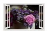 Sticker decorativ, Fereastra 3D, Trandafir, 85 cm, 405STK, natura si peisaje