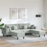 vidaXL Canapea din catifea cu pernă cu pernă 3 pcs Gri deschis 208 cm Catifea