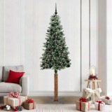 VidaXL Brad de Crăciun subțire cu 300 LED Verde și alb 210 cm 3394913