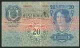 q481 UNGARIA ROMANIA 20 KORONA 1913 prima emisiune CU TIMBRU SPECIAL STAMPILAT IN TRANSILVANIA VF