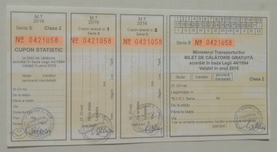 QW13 10 - 2016 - militar - document transport gratuit pentru militari - clasa II foto