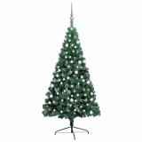 VidaXL Brad Crăciun artificial pre-iluminat set globuri verde 120 cm