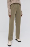 Samsoe Samsoe pantaloni femei, culoarea bej, lat, high waist