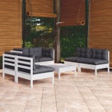 vidaXL Set mobilier grădină cu perne, 7 piese, lemn masiv de pin 3096215