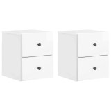 vidaXL Dulap de noapte suspendat cu sertar 2 pcs Alb foarte lucios 899154