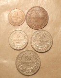 Lot 5 Monede Bulgaria 1912-1913, Stare Foarte Buna - Numismatica, Colectie Bulgaria