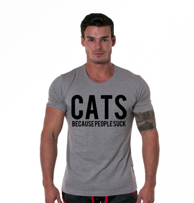 Tricou gri barbati - Cats - M