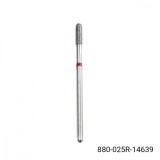 Bit de diamant pentru cuticule, cilindru rotunjit, brau roșu 880/025R