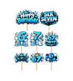 Set 8 Toppere Model 67 (Six Seven) pentru Tort, Carton Foliat