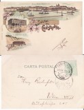 Salutari din Constanta- litografie 1899-Portul