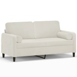 Cumpara ieftin Canapea cu 2 locuri cu pernute, crem, 140 cm, catifea