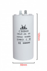 Condensator de pornire motor 100uF/450V seria CBB60 foto
