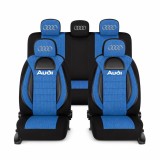Set Huse Scaune Universale Racing, Albastru cu Negru Personalizate cu Audi