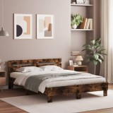 VidaXL Cadru de pat cu tăblie și LED, stejar fumuriu, 140x190 cm 3207564