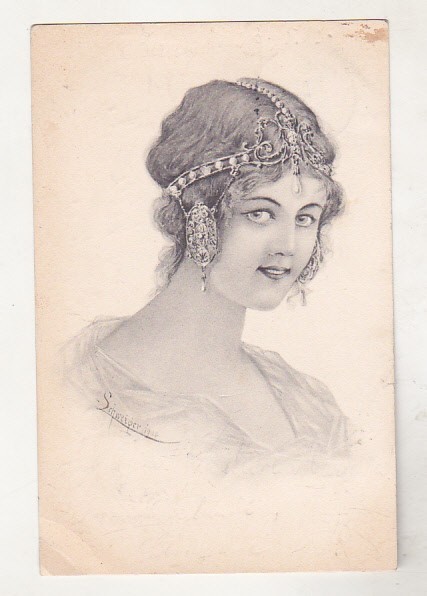 bnk cp Portret de femeie - art nouveau - ilustrator Scheiger - circulata Germania 1902